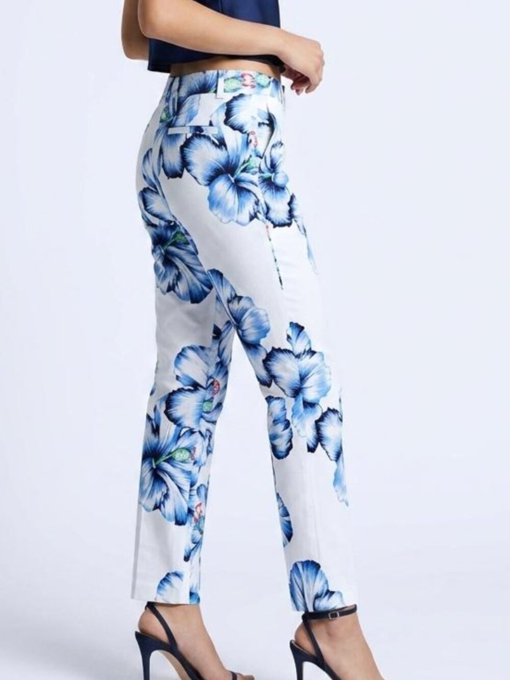 Zara Floral Tropical Hibiscus Print Tapered Pants M